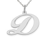 Sterling Silver Fancy Script Initial -D- Pendant Necklace Charm with Chain