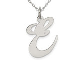 Sterling Silver Fancy Script Initial -E- Pendant Necklace Charm with Chain