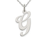 Sterling Silver Fancy Script Initial -G- Pendant Necklace Charm with Chain