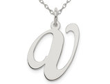 Sterling Silver Fancy Script Initial -V- Pendant Necklace Charm with Chain