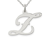 Sterling Silver Fancy Script Initial -Z- Pendant Necklace Charm with Chain