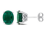 3.20 Carat (ctw) Lab-Created Emerald Oval Stud Earrings in Sterling Silver