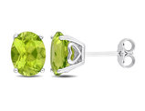 3.80 Carat (ctw) Peridot Oval Stud Earrings in Sterling Silver