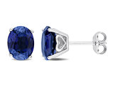 5.90 Carat (ctw) Lab-Created Blue Sapphire Oval Stud Earrings in Sterling Silver