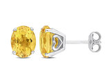 3.30 Carat (ctw) Citrine Oval Stud Earrings in Sterling Silver