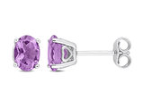 1.40 Carat (ctw) Amethyst Oval Stud Earrings in Sterling Silver