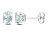 1.20 Carat (ctw) Aquamarine Oval Stud Earrings in Sterling Silver