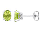1.64 Carat (ctw) Peridot Oval Stud Earrings in Sterling Silver