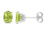 1.64 Carat (ctw) Peridot Oval Stud Earrings in Sterling Silver