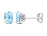 1.90 Carat (ctw) Blue Topaz Oval Stud Earrings in Sterling Silver