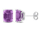 4.40 Carat (ctw) Amethyst Emerald-Cut Stud Earrings in Sterling Silver