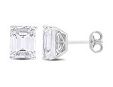 5.90 Carat (ctw) White Topaz Emerald-Cut Stud Earrings in Sterling Silver