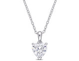 1.00 Carat (ctw) Lab-Created Moissanite Heart Solitaire Pendant Necklace in Sterling Silver with Chain