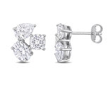 4.80 Carat (ctw) Synthetic Moissanite Button Earrings in Sterling Silver
