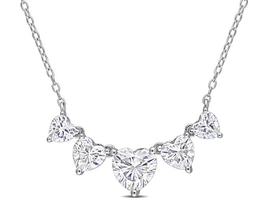 2.46 Carat (ctw) Lab-Created Moissanite Multi-Heart Necklace in Sterling Silver