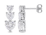 3.40 Carat (ctw) Synthetic Moissanite Triple Heart Earrings in 10K White Gold