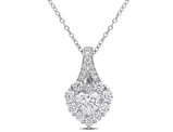 1.98 Carat (ctw) Lab-Created Moissanite Heart Halo Pendant Necklace in Sterling Silver with Chain