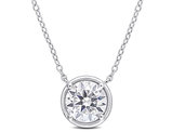 1.85 Carat (ctw) Lab-Created Moissanite Solitaire Pendant Necklace in Sterling Silver with Chain