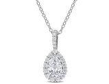 1.29 Carat (ctw) Lab-Created Moissanite Teardrop Solitaire Pendant Necklace in Sterling Silver with Chain