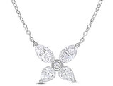 2.00 Carat (ctw) Lab-Created Moissanite Flower Pendant Necklace in Sterling Silver with Chain