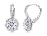 3.17 Carat (ctw) Synthetic Moissanite Drop Earrings in Sterling Silver