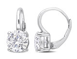 3.20 Carat (ctw) Synthetic Moissanite Round Leverback Earrings in Sterling Silver