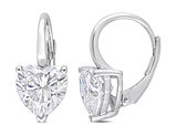 4.00 Carat (ctw) Synthetic Moissanite Heart Leverback Earrings in Sterling Silver