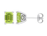 1.90 Carat (ctw) Peridot Octagon Solitaire Stud Earrings in Sterling Silver