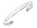 Sterling Silver Step Flat Cuff Bangle Bracelet