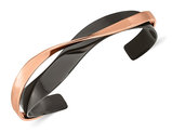Stainless Steel Black Polished Layered Cuff Bangle Bracelet