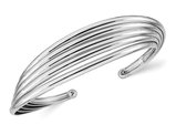 Sterling Silver Polished Multi-Level Cuff Bangle Bracelet