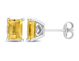 2.20 Carat (ctw) Citrine Emerald-Cut Solitaire Stud Earrings in Sterling Silver