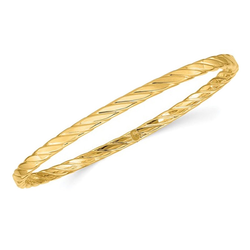 アクセサリー K10YG Twist Bangle 50-55mm 10K Yellow Gold Textured Twist Slip-on Bangle Bracelet | eBay