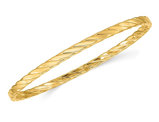 10K Yellow Gold Textured Twist Slip-on Bangle Bracelet