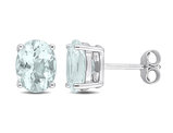 3.00 Carat (ctw) Aquamarine Oval Stud Earrings in Sterling Silver