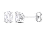 2.00 Carat (ctw) Synthetic Moissanite Solitaire Stud Oval Earrings in Sterling Silver