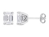 2.00 Carat (ctw) Synthetic Moissanite Emerald-Cut Solitaire Stud Earrings in Sterling Silver