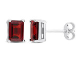 2.50 Carat (ctw) Garnet Octagon Solitaire Stud Earrings in Sterling Silver