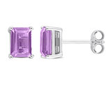 2.00 Carat (ctw) Amethyst Octagon Solitaire Stud Earrings in Sterling Silver