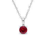 1.00 Carat (ctw) Lab-Created Ruby Solitaire Pendant Necklace in Sterling Silver with Chain