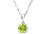 7/8 Carat (ctw) Peridot Solitaire Pendant Necklace in Sterling Silver with Chain
