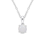 3/5 Carat (ctw) Opal Solitaire Pendant Necklace in Sterling Silver with Chain