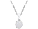 3/5 Carat (ctw) Opal Solitaire Pendant Necklace in Sterling Silver with Chain