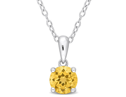 3/4 Carat (ctw) Citrine Solitaire Pendant Necklace in Sterling Silver with Chain