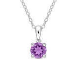 3/5 Carat (ctw) Amethyst Solitaire Pendant Necklace in Sterling Silver with Chain