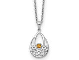 1/10 Carat (ctw) Citrine Drop Pendant Necklace in Sterling Silver with Chain