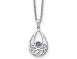 1/10 Carat (ctw) Amethyst Drop Pendant Necklace in Sterling Silver with Chain