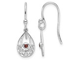 1//10 Carat (ctw) Garnet Dangle Drop Earrings in Sterling Silver