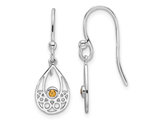 1/20 Carat (ctw) Citrine Dangle Drop Earrings in Sterling Silver