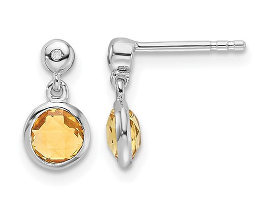 7/8 Carat (ctw) Citrine Dangle Earrings in Sterling Silver